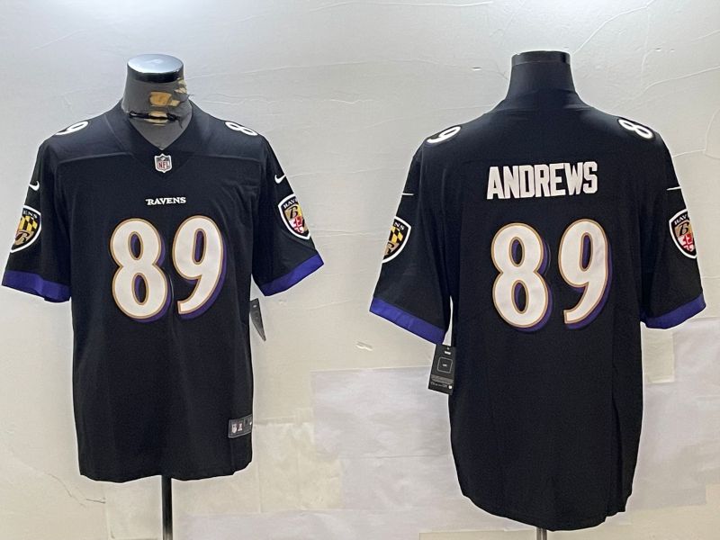 Men Baltimore Ravens 89 Andrews Black Second generation 2024 Nike Limited NFL Jersey style 1
